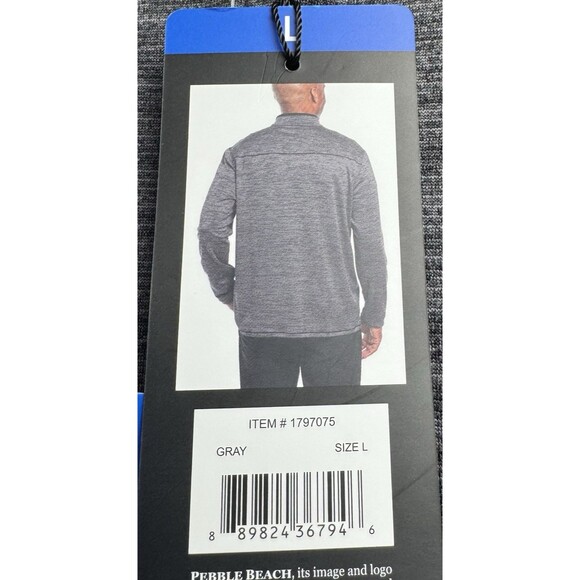 Pebble Beach Mens Large Gray Dry-Luxe Performance 1/4 Zip Shirt Pull Over New - Picture 6 of 10